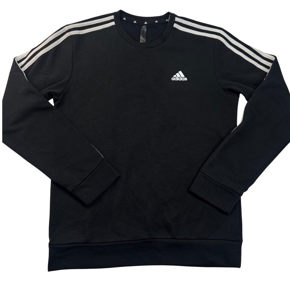 Adidas Mens Primegreen 3-Stripes Fleece Crewneck Sweatshirt Black H09271 Small